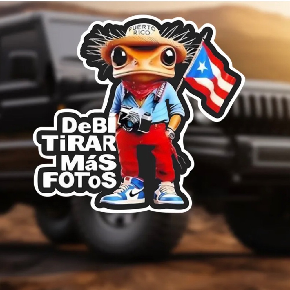 Puerto Rico Coqui Frog with Flag “Debí Tomar Más Fotos” Vinyl Car Decal Sticker